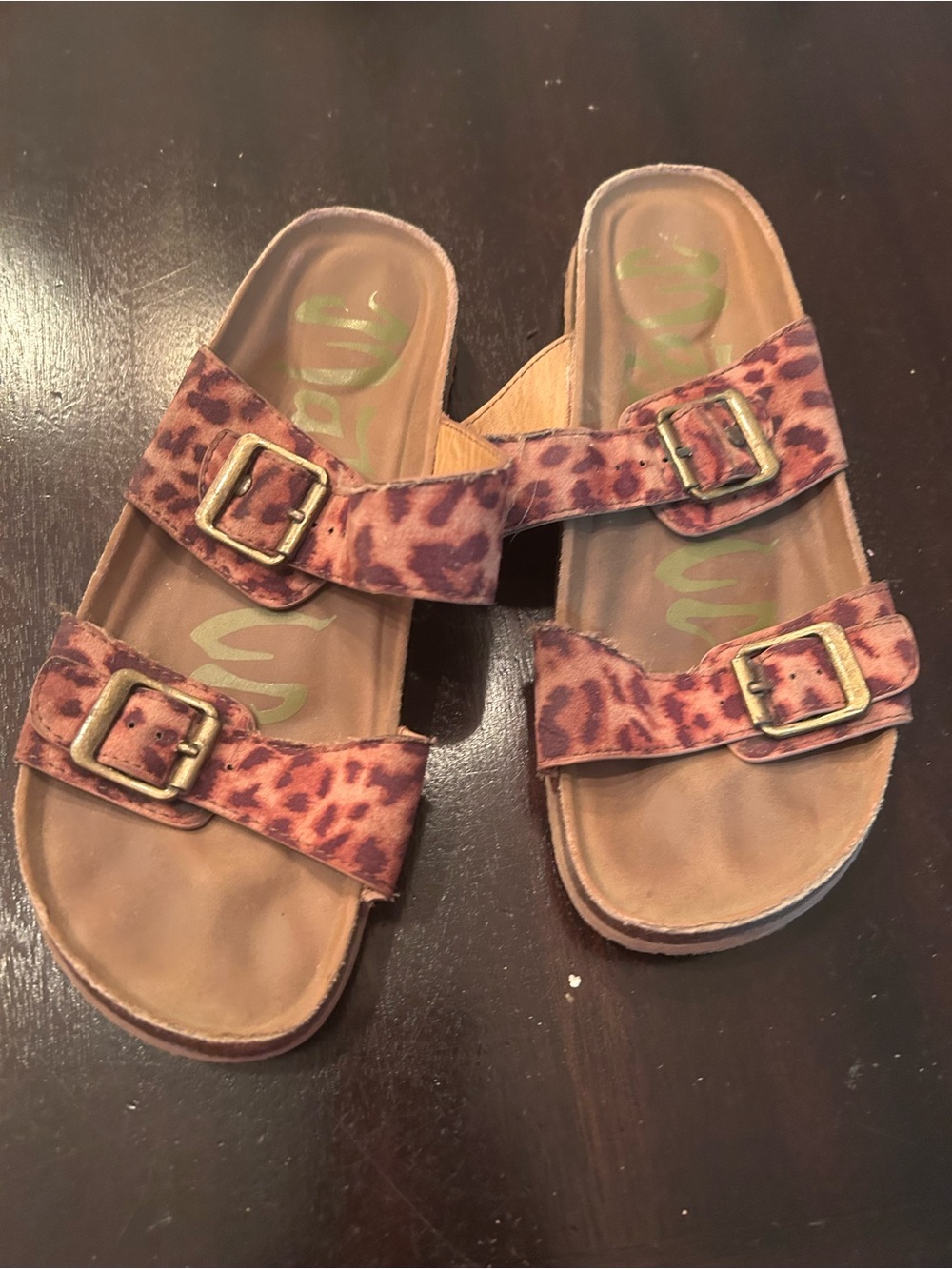 Target Leopard-Print Double Buckle Slide Sandals - Brown